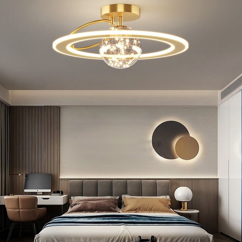 Plafonnier LED doré à éclairage encastré moderne Gypsophila