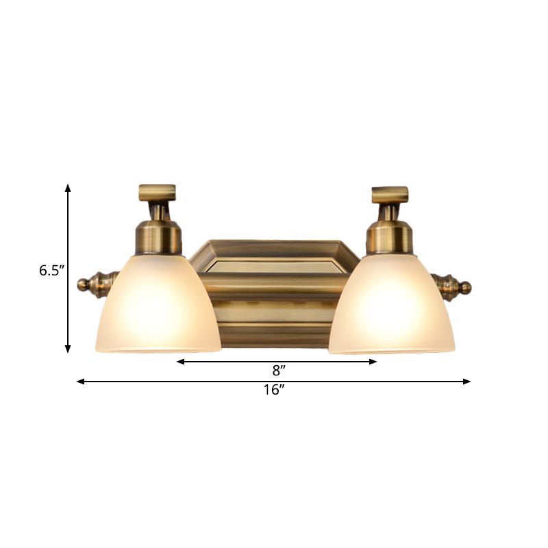 Brass 2/3/4 Bulbs Vanity Lamp Traditionalism Metal Bowl Wall Mount Light Fixture for Bathroom