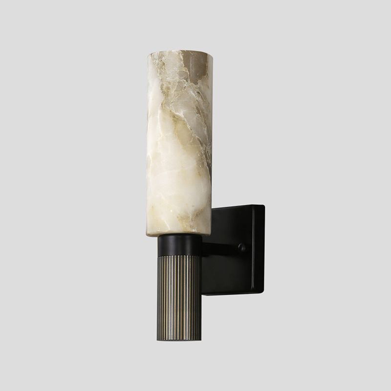 Nordic Metal Wall Light Cylinder 15" High Wall Sconce with Mica for Living Room