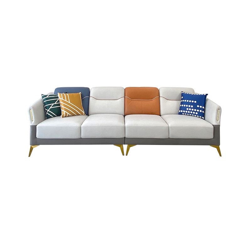 Flared Arm Modern Standard Faux Leather Stain Resistant Settee Couch