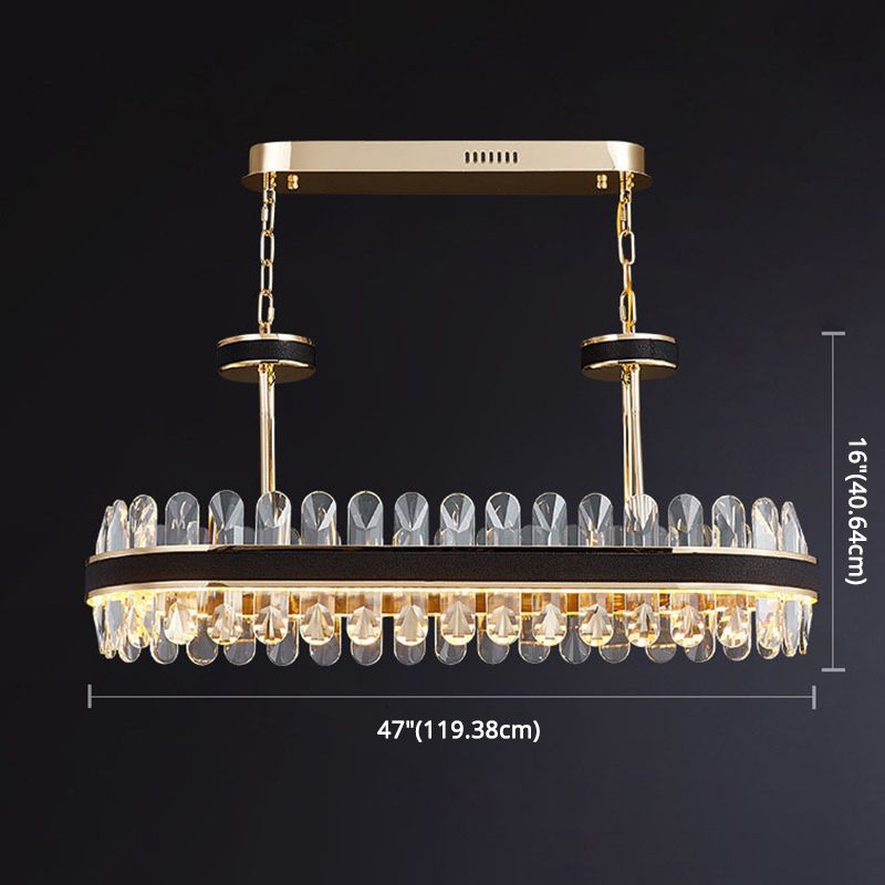 Minimalistische kreisförmige LED-LED-Kristallkristall Wohnzimmer Decke Anhänger Licht in Schwarzgold