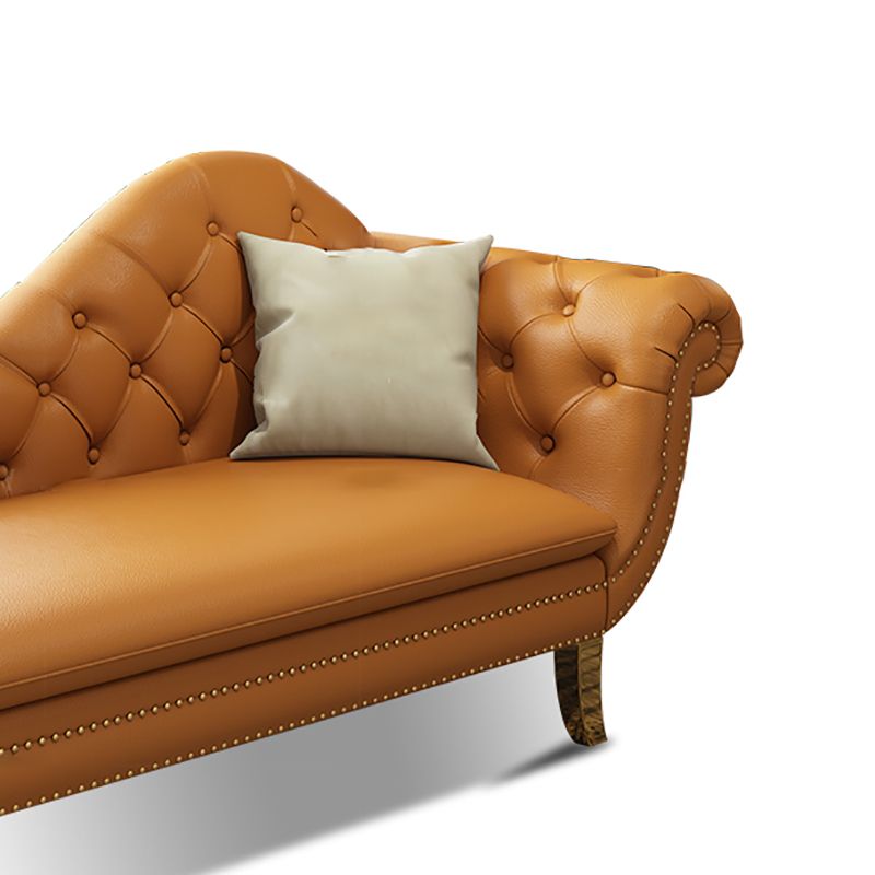 Traditional Leather Accent Chair One Armed Rolled Arms Chaise