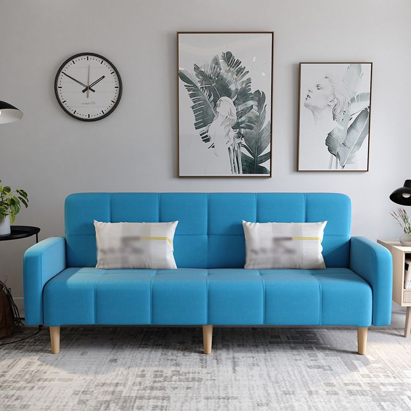 Transitional Modern Loose Back Linen Square Arm Settee with slipcovered