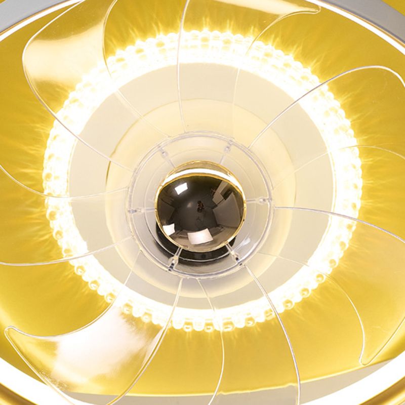 Polish Finish Fan with Light Contemporary 7-Blade LED Ceiling Fan for Foyer