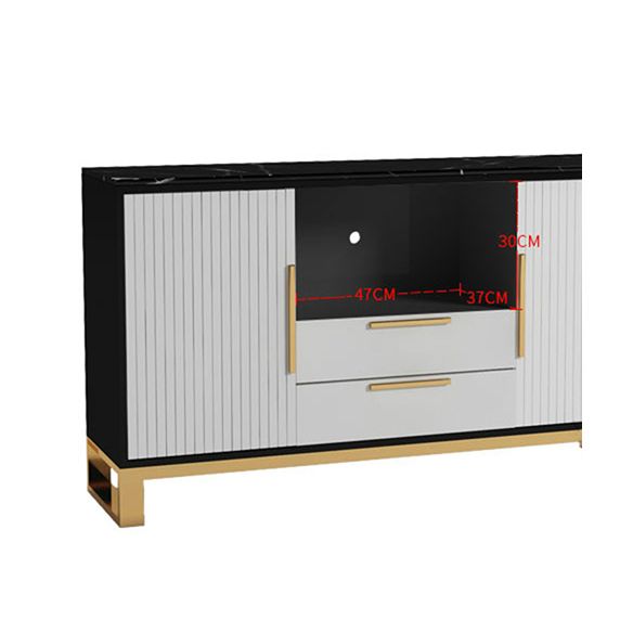 2-Door Sideboard Cabinet with Drawers Glam Buffet Sideboard for Home