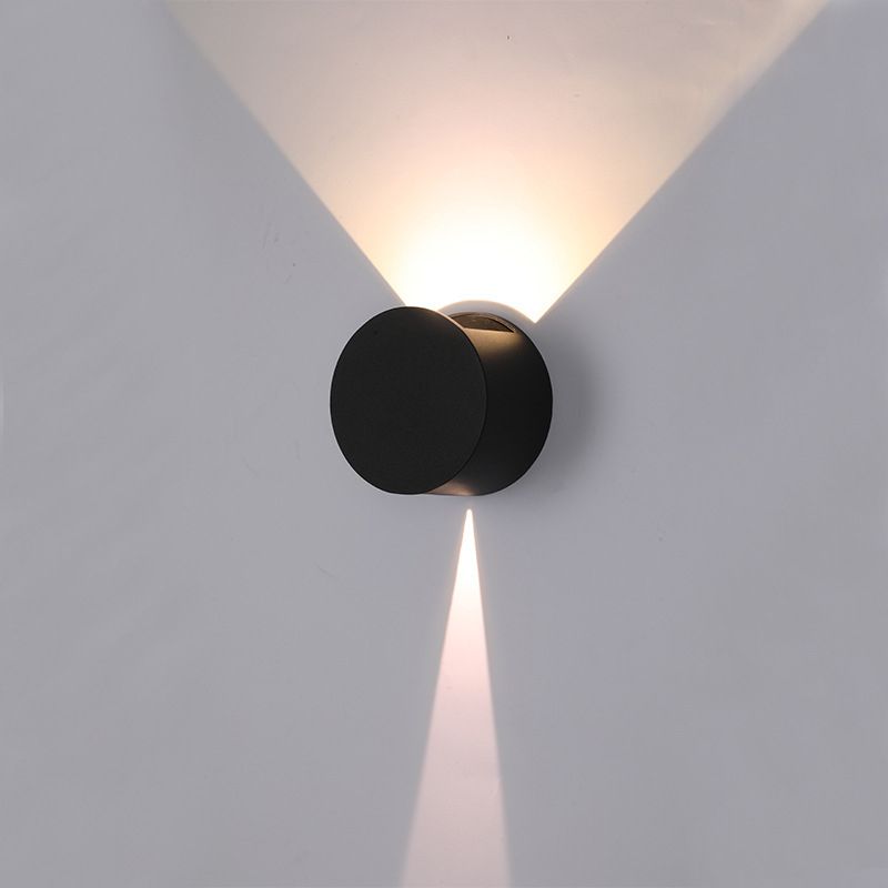 Circular Shape Wall Light Modern Style Metal 2 Lights Sconce in Black/White