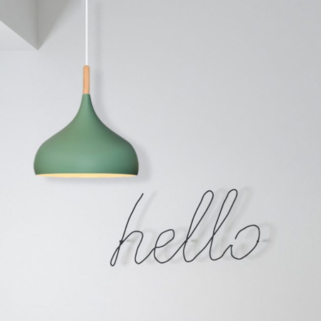 Nordic Style Macaroon Hanging Light Metal Teardrop Shade Single Bulb Pendant Lamp with 39.3" Adjustable Suspension Wire