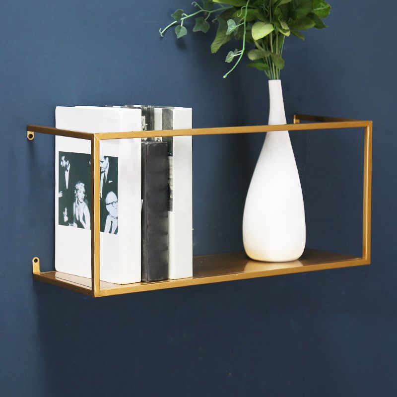 Floating Gold Metal Bookshelf Glam Wall Mounted Shelf Bookcase