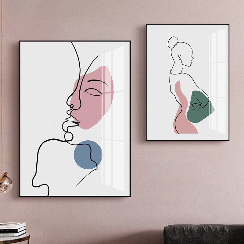 Character Pattern Wall Decor in Pastel Color Nordic Style Canvas for Living Room