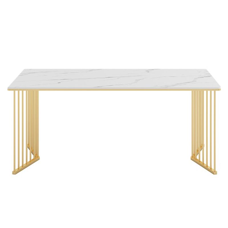 Glam Iron Dining Table Set 1/2/5/7 Pieces Dinette Set with Rectangle Sintered Stone Top