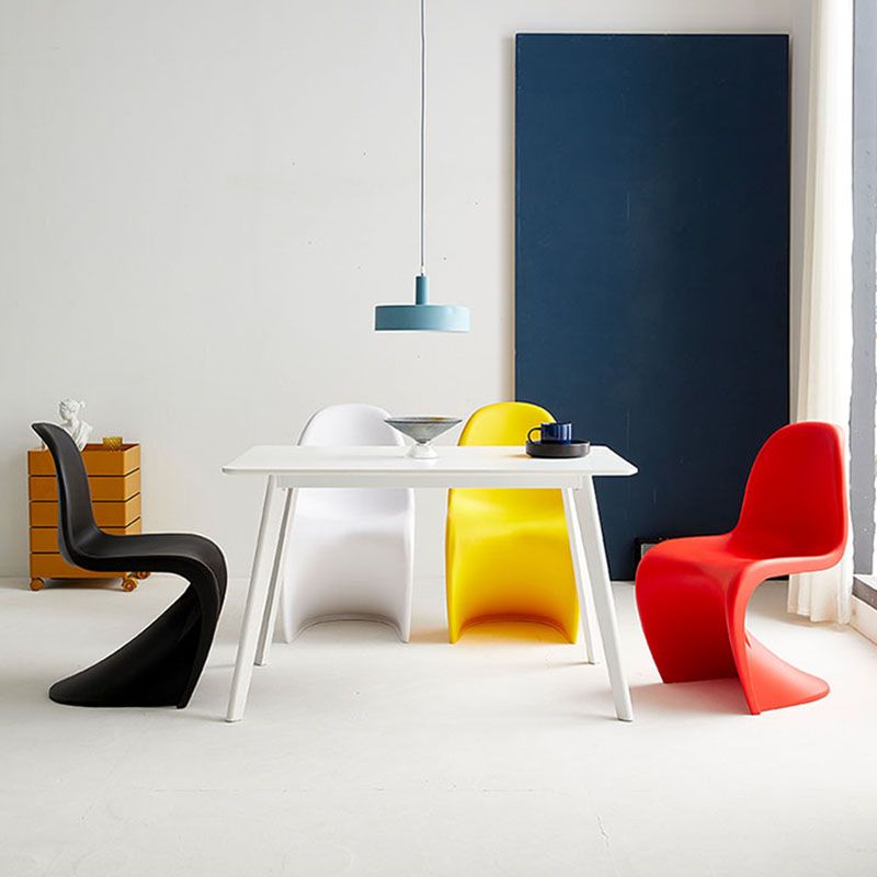 Contemporary Style Plastic Dining Armless Chair Stacking Solid Back Dining Chair