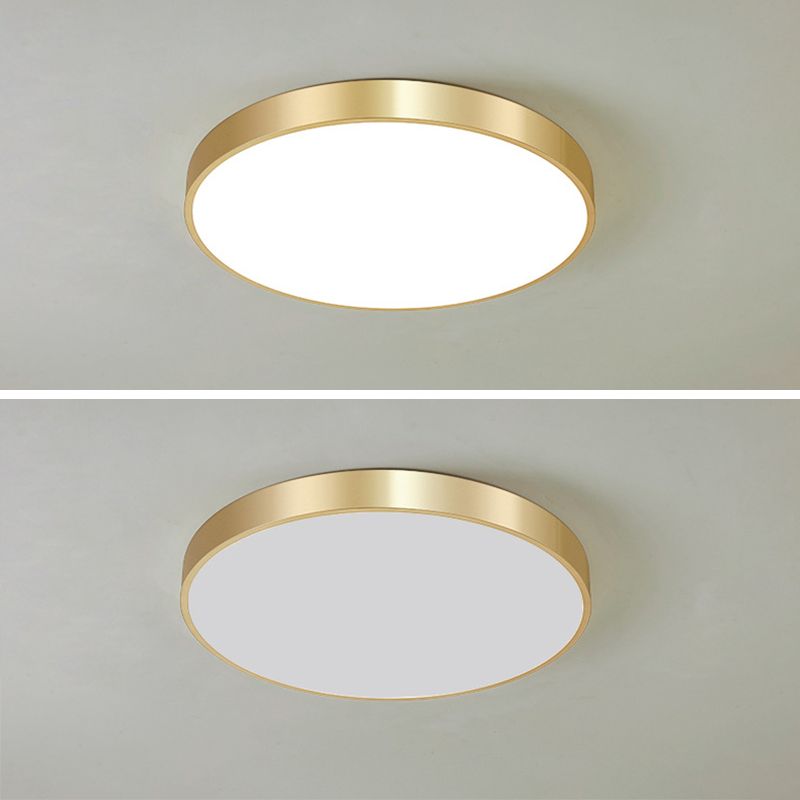 Gold Drum Metal Flush Mount Ceiling Lighting Modern Minimalist Style LED Living Room Flush Lamp