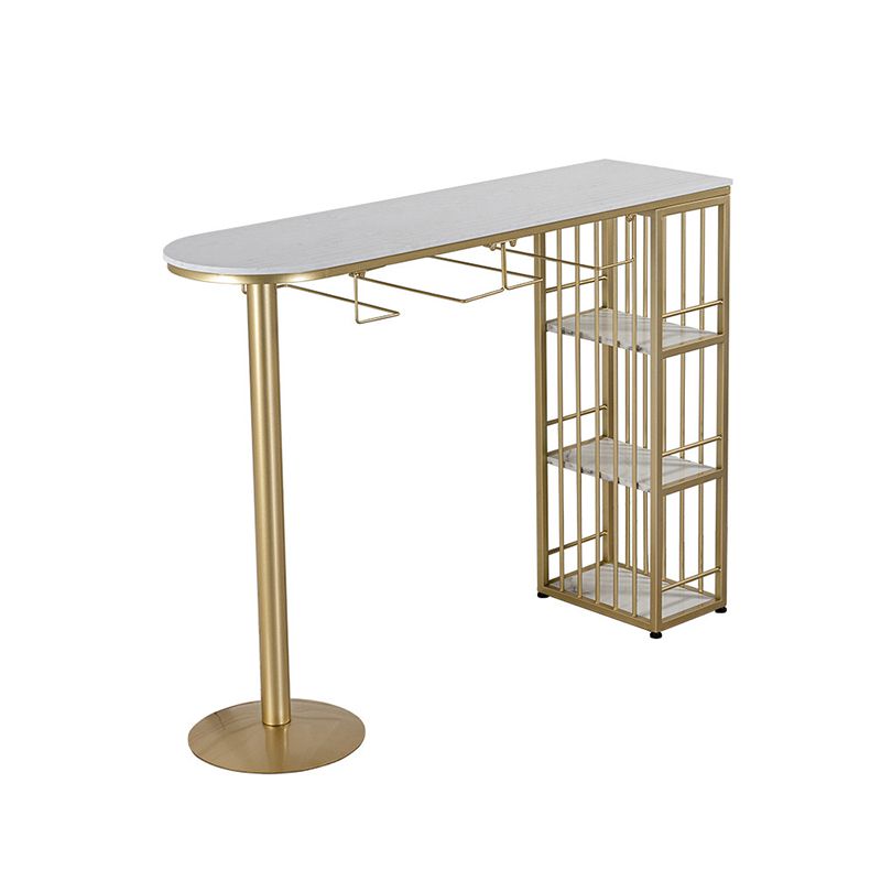 Glam Style Bar Table 1/3 Pieces Faux Marble Counter Table with Upholstered Stools