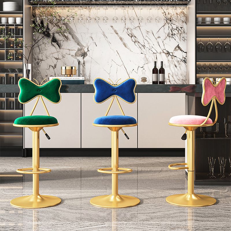Scandinavian Design Upholstered Bar Stools with Fabric Round Stools with Footrest