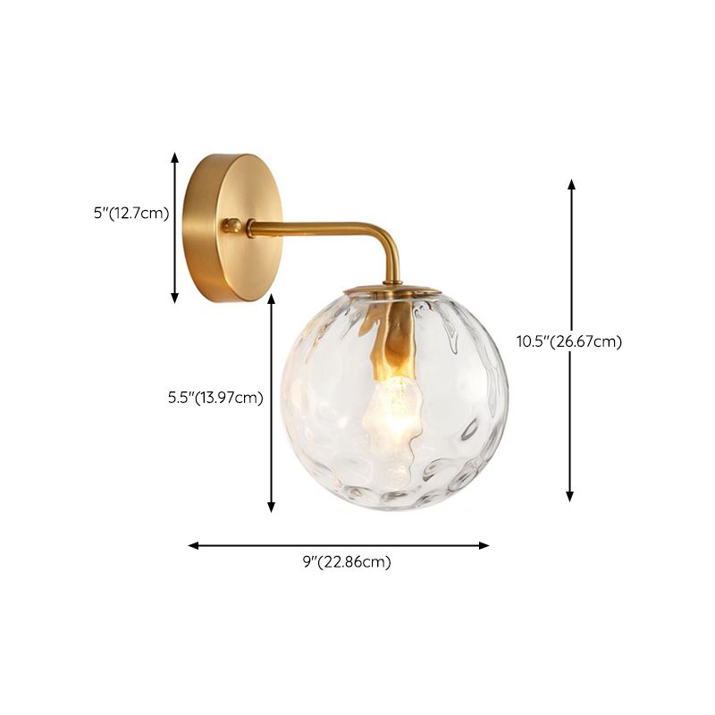 Glass Globe Sconce Light Modern 1-Light Sconce Light Fixture in Gold