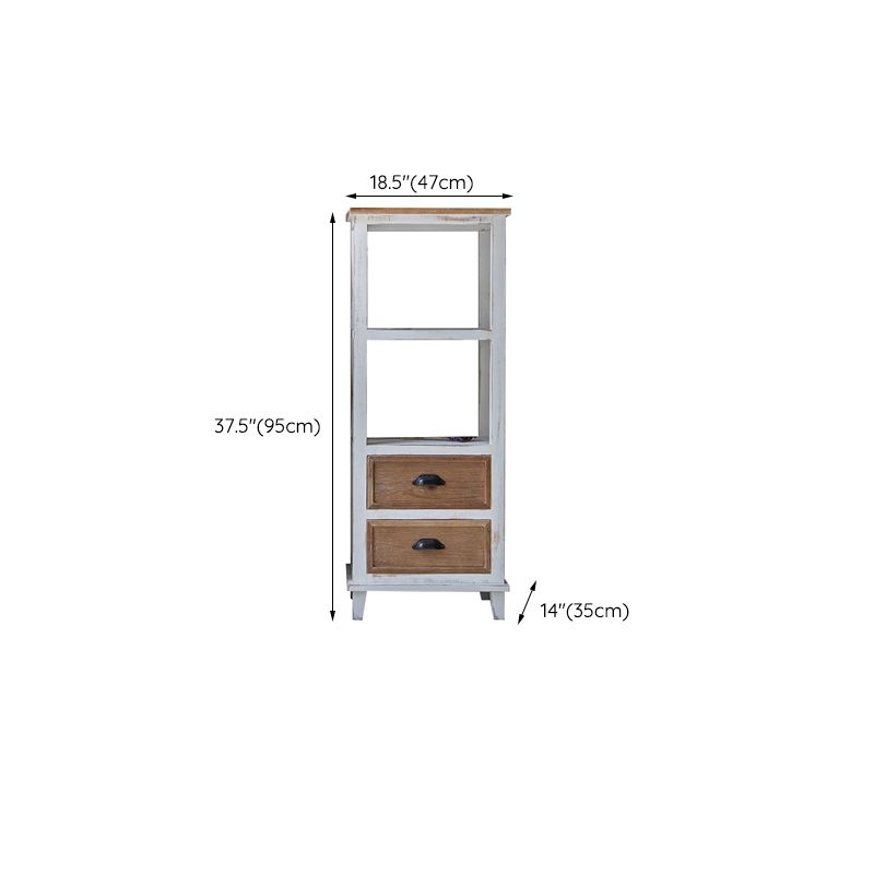Rectangular Wood Cabinet Industrial Accent Chest in Distressed White