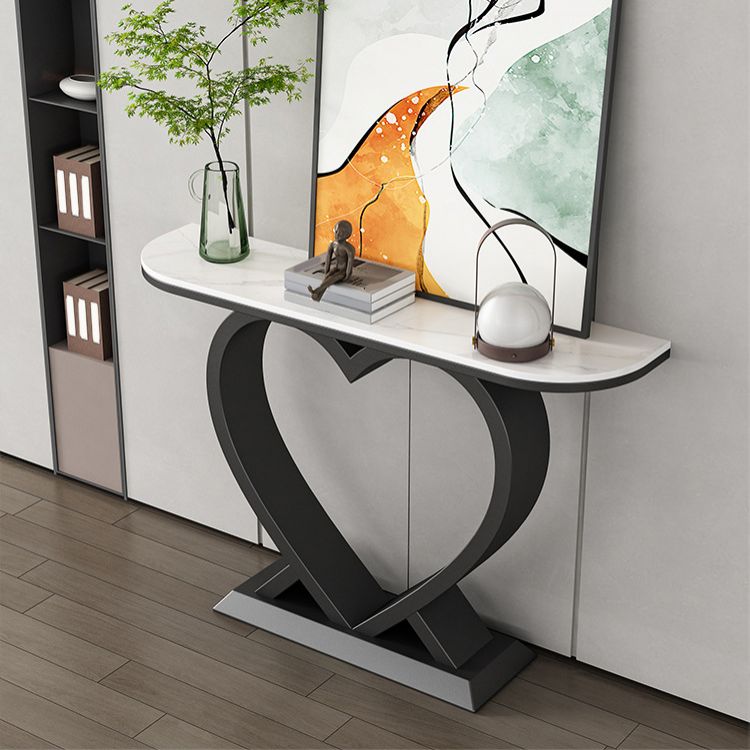 Glam Stone Console Table Scratch Resistant Accent Table for Hall