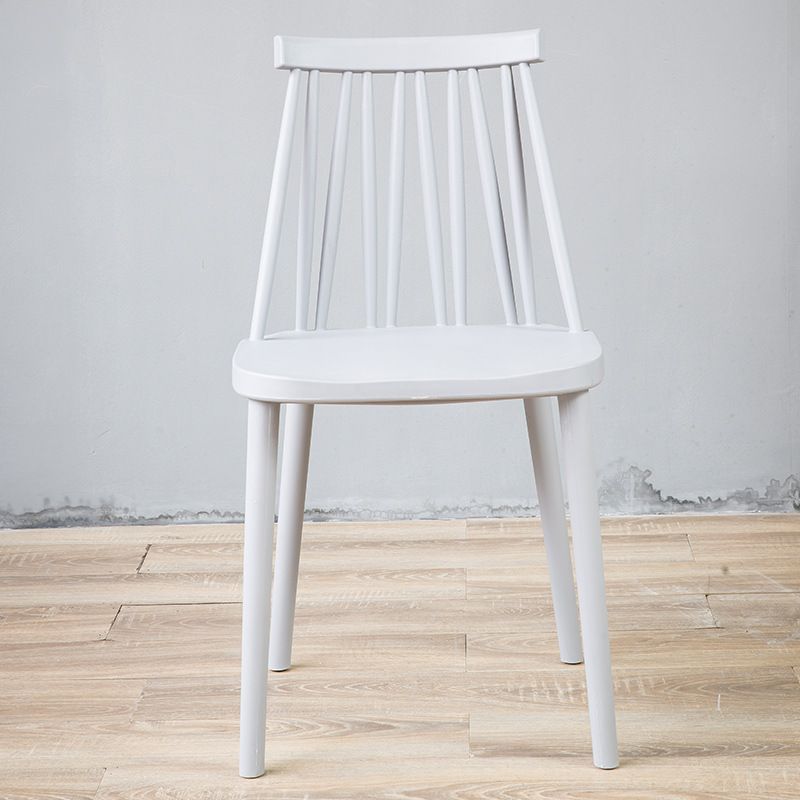 Nordic Style Armless Side Chairs Slat Back Chair with Plastic Legs for Home Use