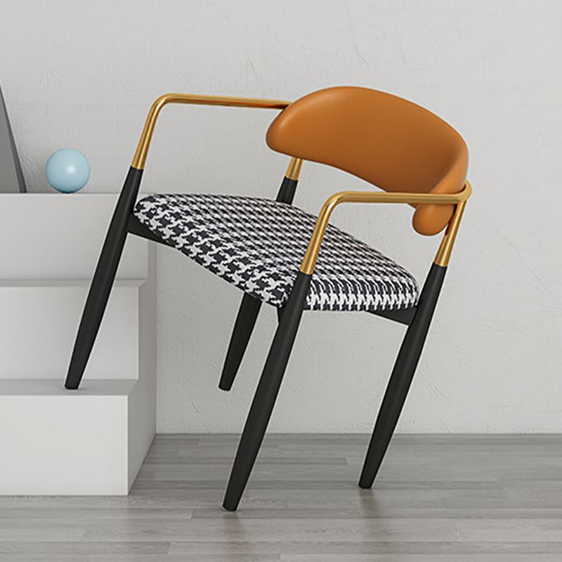 Modern Kitchen Dining Side Chair Metal Open Back Dining Arm Chair