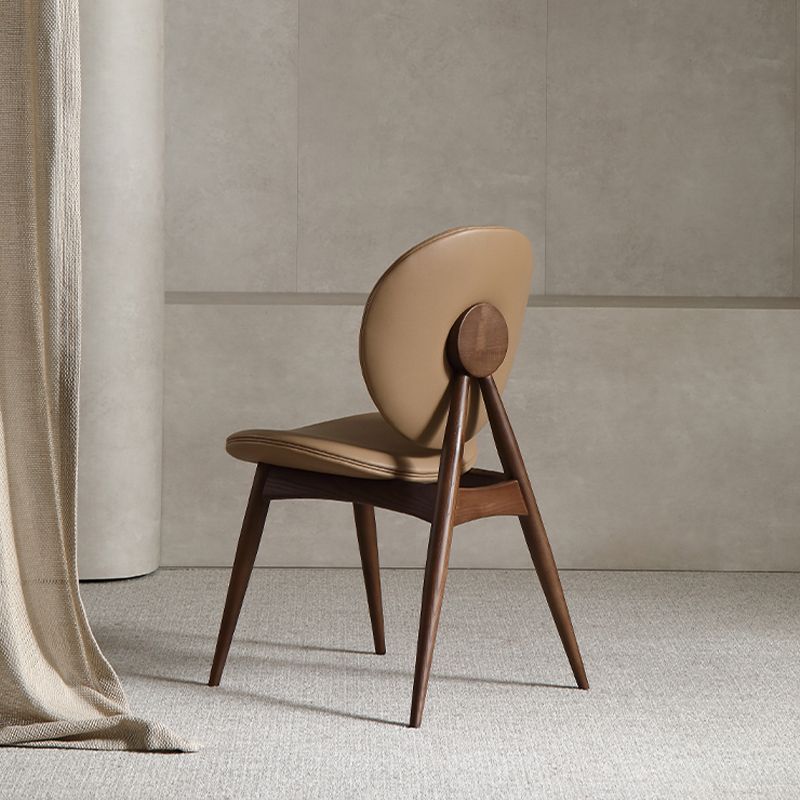 Contemporary Solid Wood Side Chair Upholstered Armless Dining Chair
