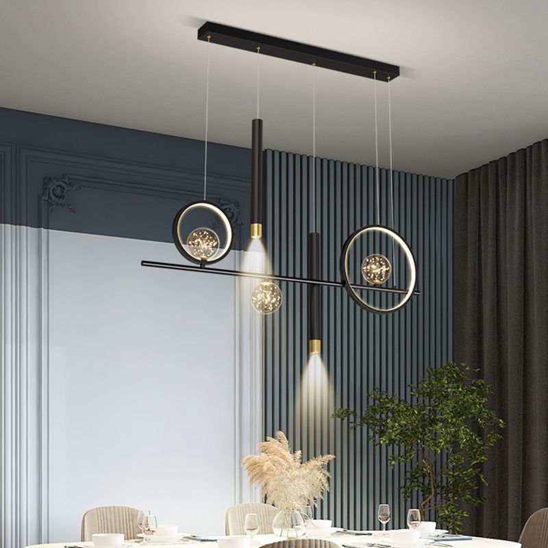 Silica Gel LED Island Light in Modern Creative Style Aluminium Linear Pendant Light for Dining Room