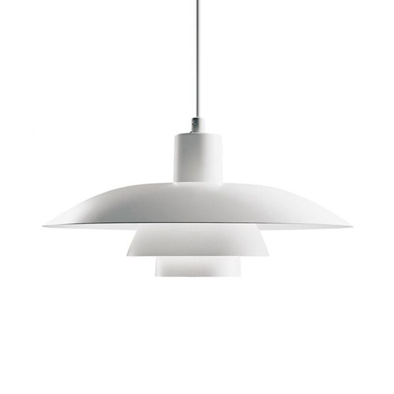 Lampada a sospensione con soffitto a più livelli di design Nordic Metal 1 head a sospensione rosa/bianco con tonalità svasata per soggiorno