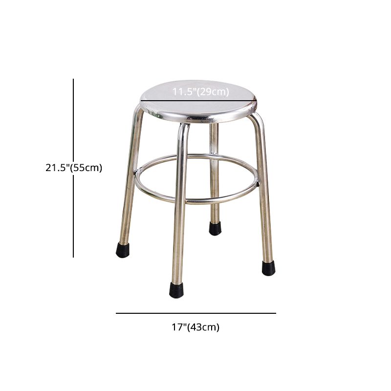 Modern Armless Backless Counter Stool Stainless Steel Laboratory Bar Stool with Pedal