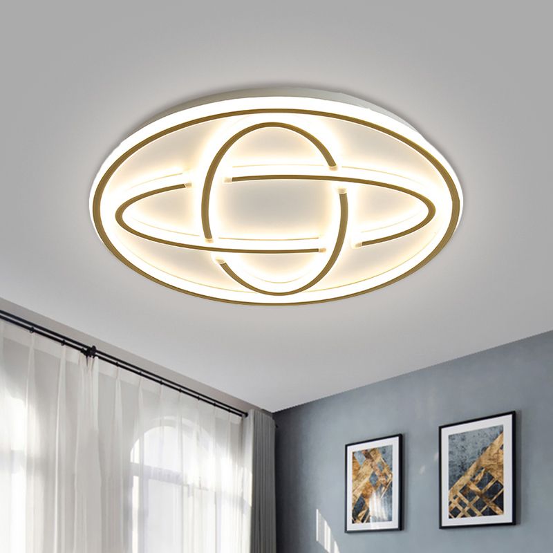 Modernist Circular Ceiling Light Metal Living Room LED Flush Mount Lighting in Gold