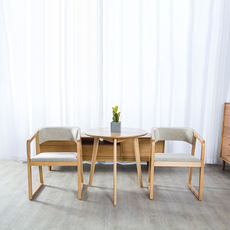 Glam Style Wooden Dining Arm Chair Matte Finish Open Back Dining Chair for Dinning Room