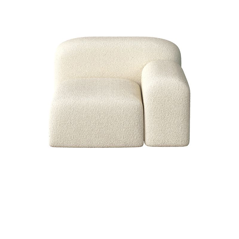 Contemporary Style Stationary Sofa Wool Rolled Arm Sofa in White