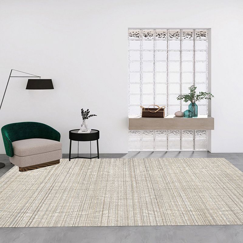 Contemporary Line Rug Polyester Gray Rug Washable Rug for Home Decor