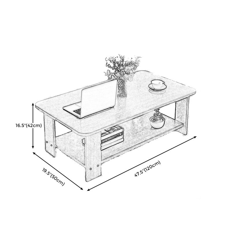 Modern Style Wood-paneled Rectangular Coffee Table with a 4 Legs Base