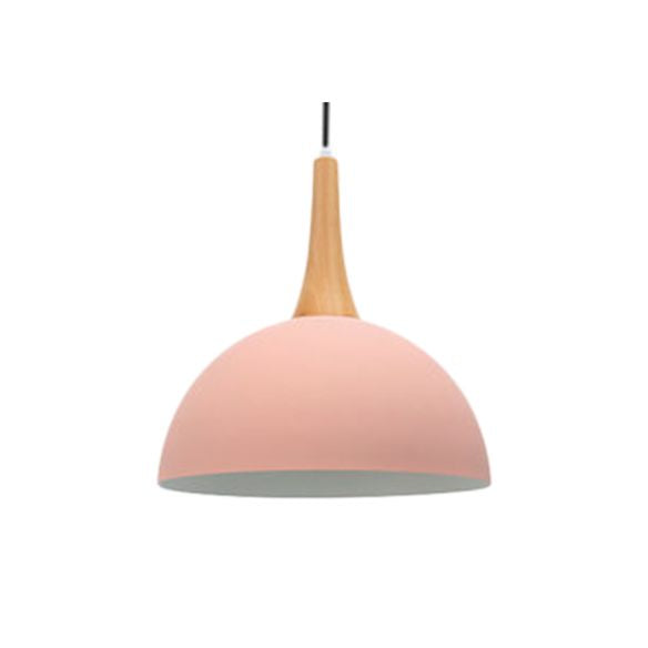 Bowl Shade Living Room Hanging Lamp Aluminum Single Bulb Macaron Dark Blue/Light Blue/Pink Pendant Lighting