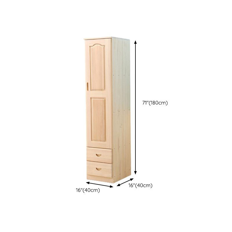 Modern Natural Coat Locker Wooden Glossy Closet with Garment Rod