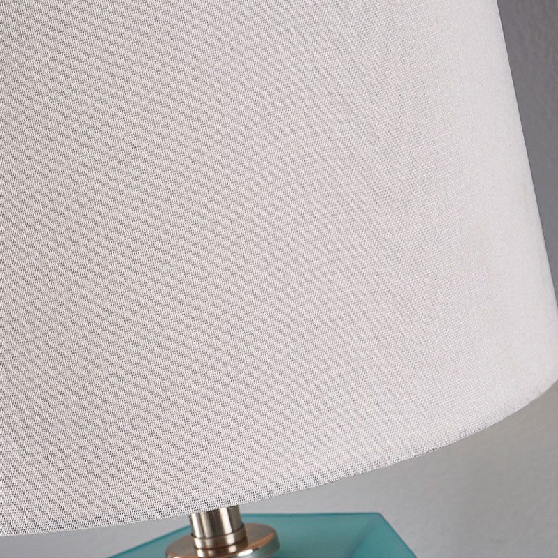 Modern Style Barrel Table Lamp Glass and Fabric 1 Head Night Table Lamps