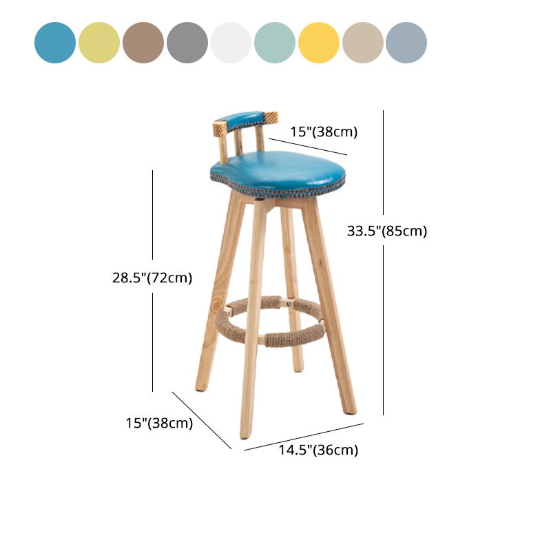 Taburetes escandinavos de madera natural para mostrador, taburetes de bar con respaldo bajo y reposapiés