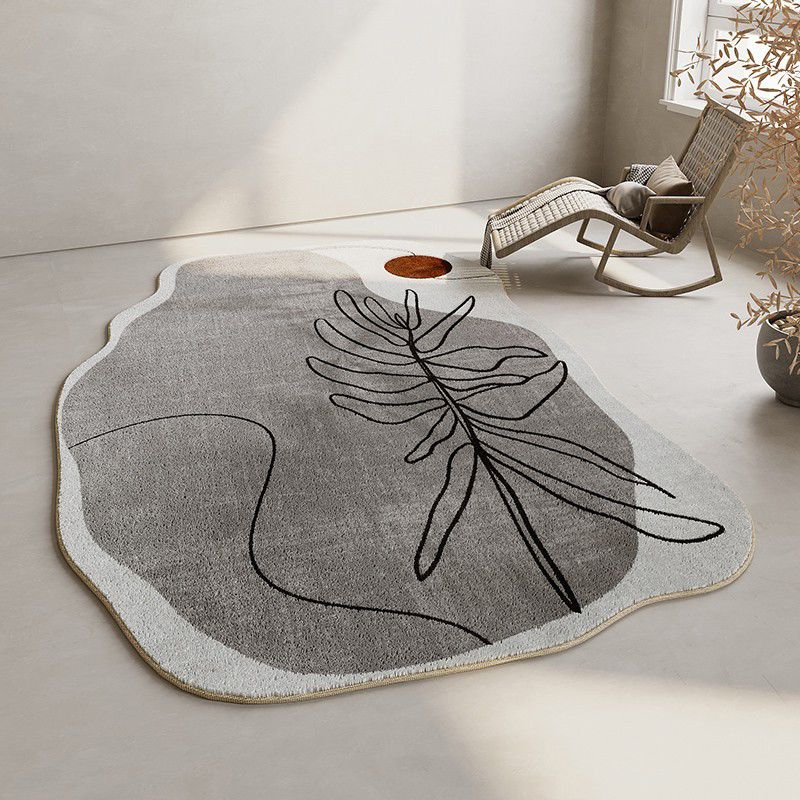 Fancy Modern Rug Color-Blocked Polyester Area Rug Non-Slip Backing Rug for Living Room