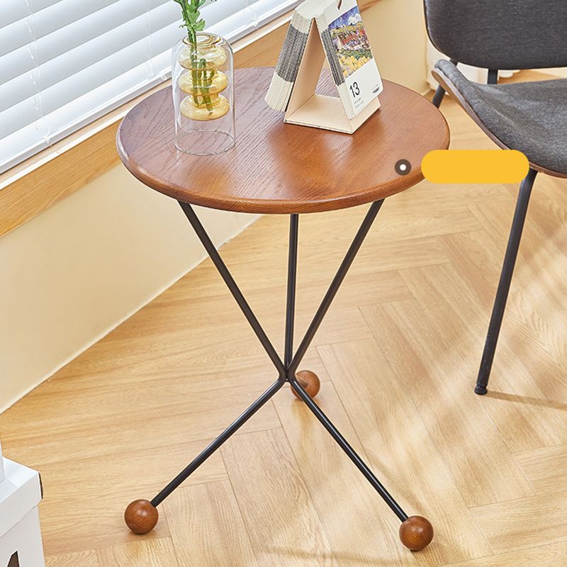 Scandinavian Solid Wood Round End Table Cross Legs Side Table