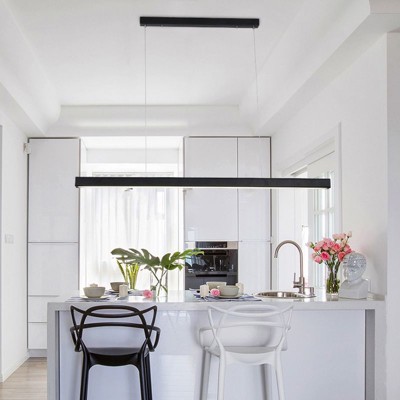 Lighting a sospensione moderna per l'illuminazione a sospensione lineare dell'isola cucina lampada sospesa in nero