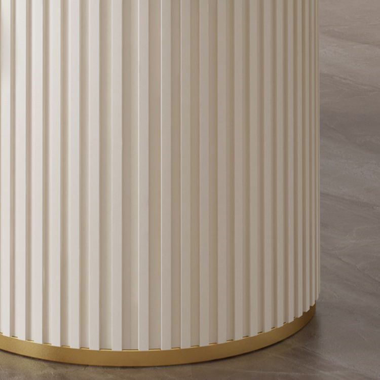 Contemporary Dining Table Stone Dining Table in White with Double Pedestal