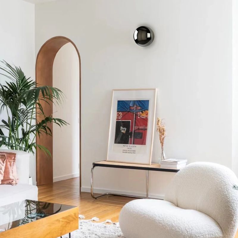 Modern Wall Sconce Circle Shape Wall Light with Metal Shade for Living Room
