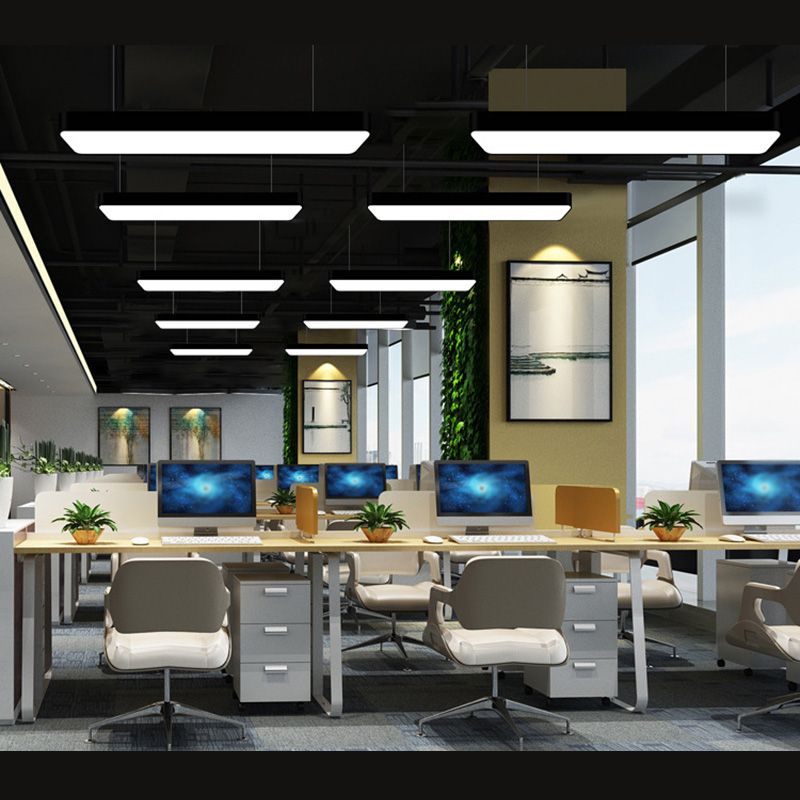 Contemporary Simple Style Hanging Lamp Rectangle Shaped LED Pendant Lights for Office