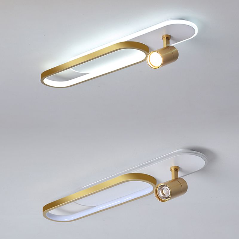 Lámpara de techo de metal de estilo conciso y moderno con montaje semi empotrado LED acrílico oblongo para pasillo