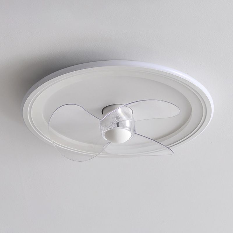 Contemporary Single White Ceiling Fan Lamp LED Metallic Ceiling Fan Light