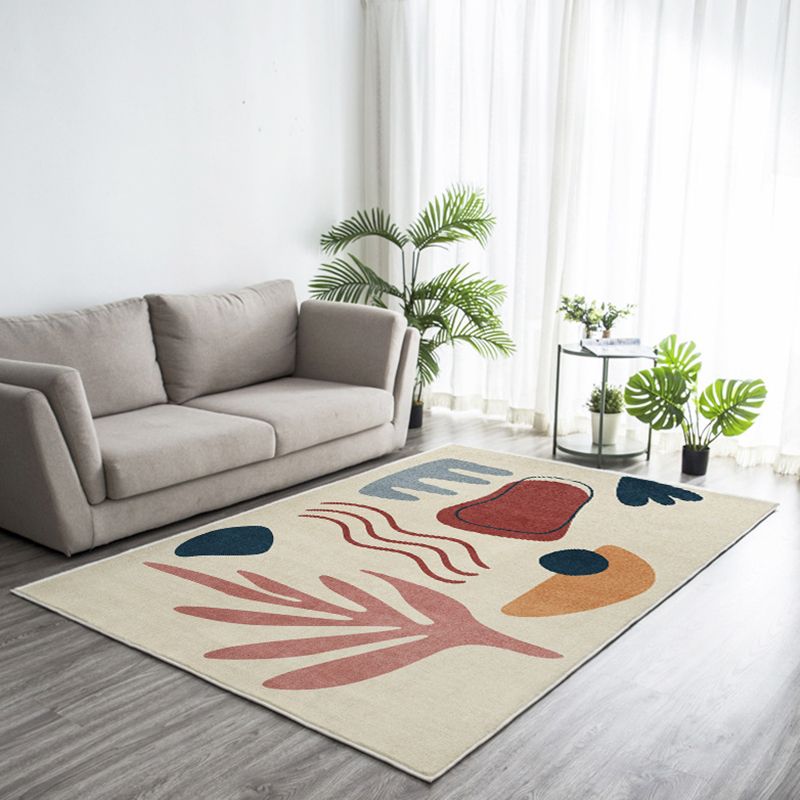 Dark Green Nordic Rug Polyester Color Block Rug Non-Slip Backing Rug for Living Room