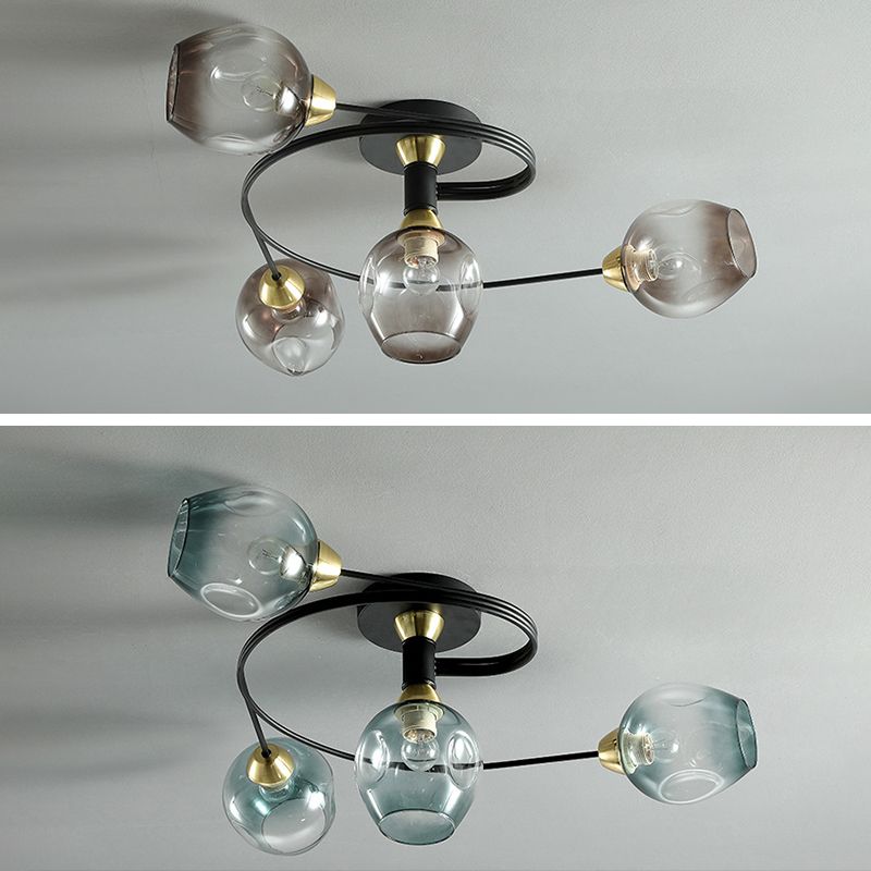 Glass Shaded Ceiling Mount Light Fixture Minimalist Semi Flush Mount Ceiling Fixture