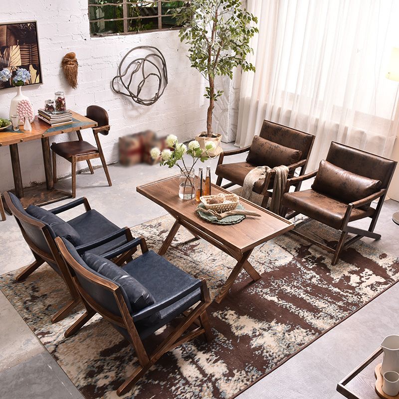 25.59" L x 29.52" W x 28.34" H Faux Leather Square Arms Lounge Chair with Pillow Back