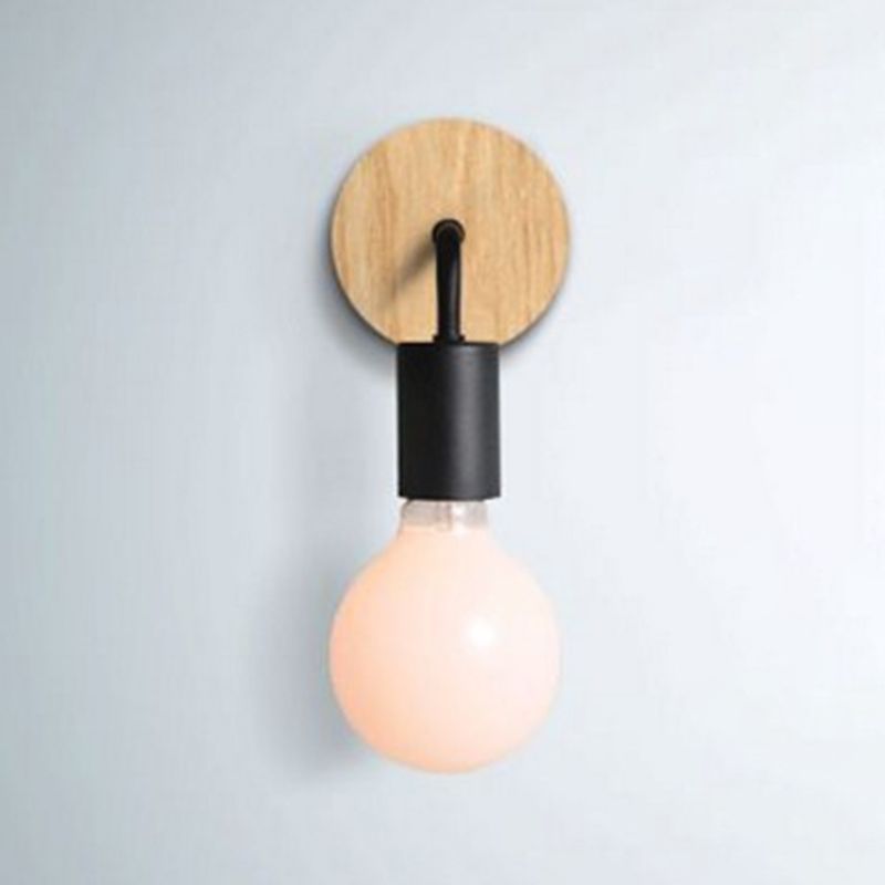 1 Light Geometric Wall Mounted Light Fixture Modern Style Wood Wall Sconce Lights