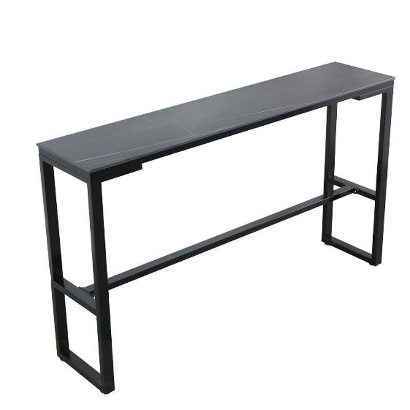 Stone Top Table Industrial Style Bistro Pub Table with Metal Base