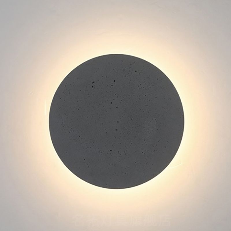 Luz de pared de cemento de estilo moderno aplique de pared redonda en gris para sala de estar